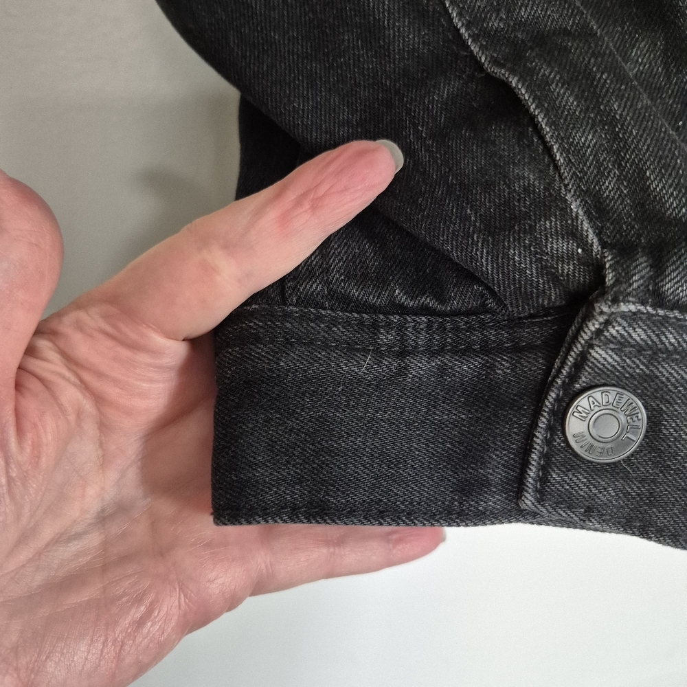 Madewell Sherpa Lined Black Denim Jacket See Measurements - Picture 8 of 11